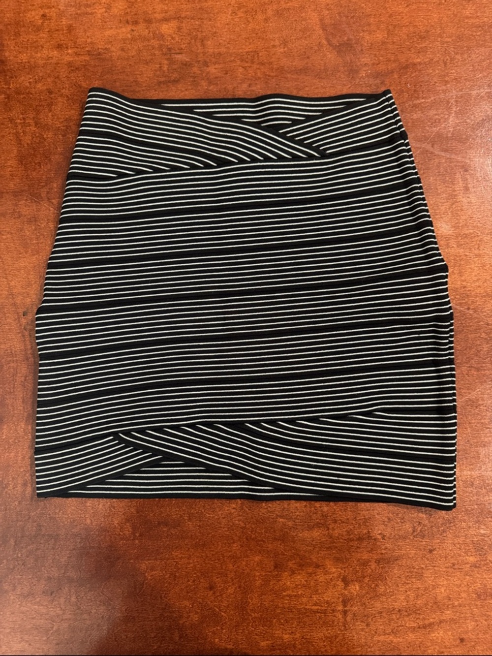 BCBGMaxAzria Black and White Striped Mini Skirt